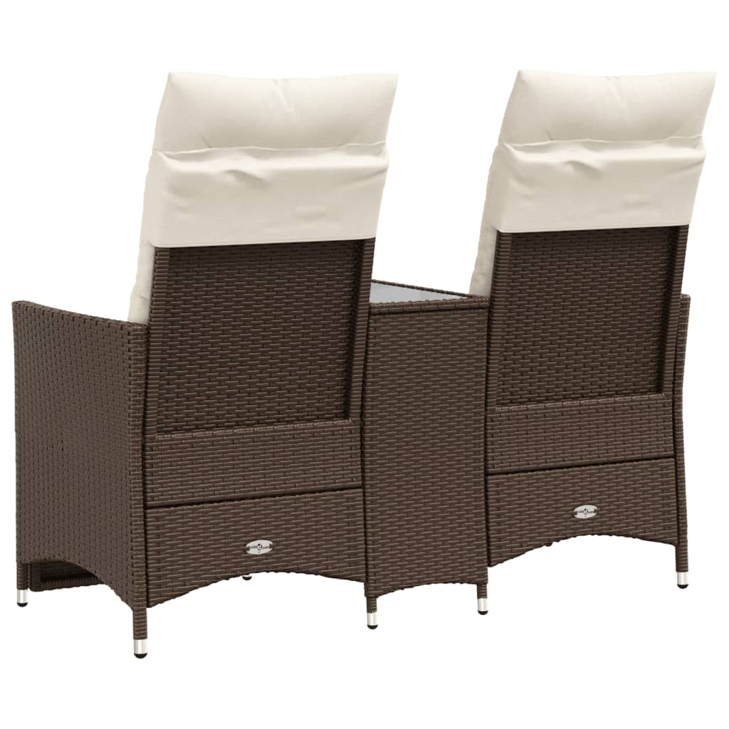 Tuinbank 2-zits verstelbaar met tafel poly rattan bruin is nu te koop bij PeponiXL, paradijselijk wonen!