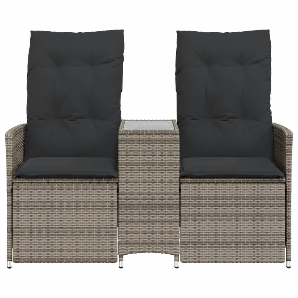 Tuinbank 2-zits verstelbaar met tafel poly rattan grijs is nu te koop bij PeponiXL, paradijselijk wonen!