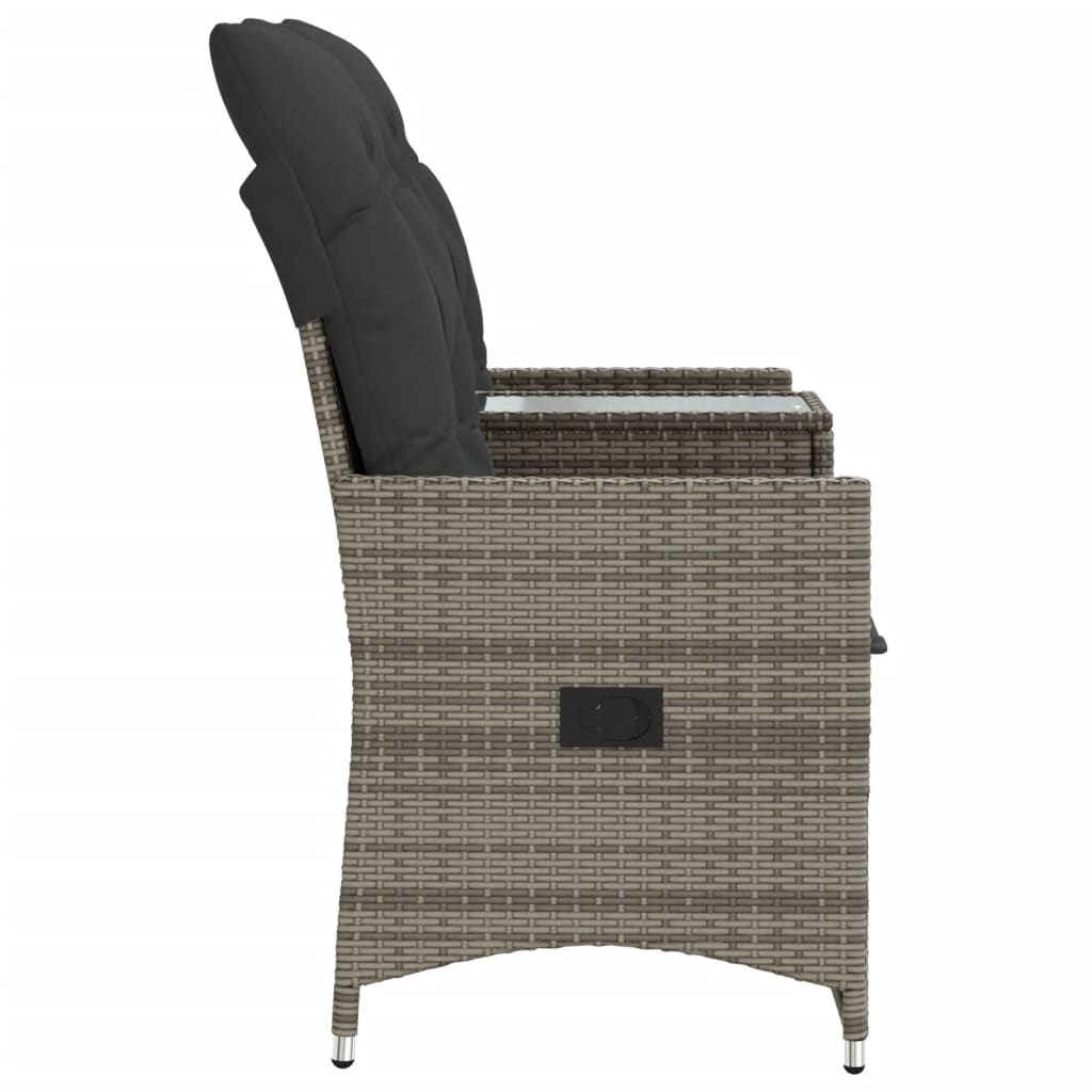 Tuinbank 2-zits verstelbaar met tafel poly rattan grijs is nu te koop bij PeponiXL, paradijselijk wonen!