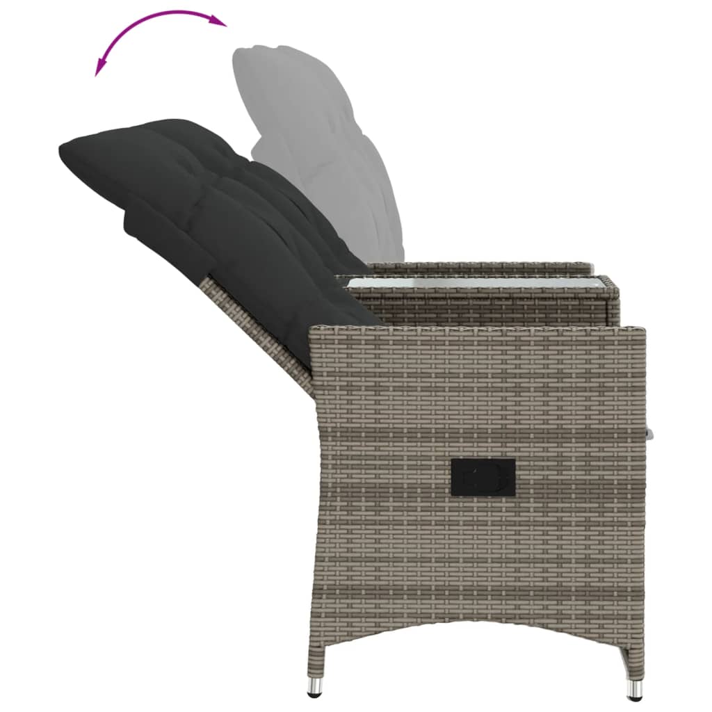 Tuinbank 2-zits verstelbaar met tafel poly rattan grijs is nu te koop bij PeponiXL, paradijselijk wonen!