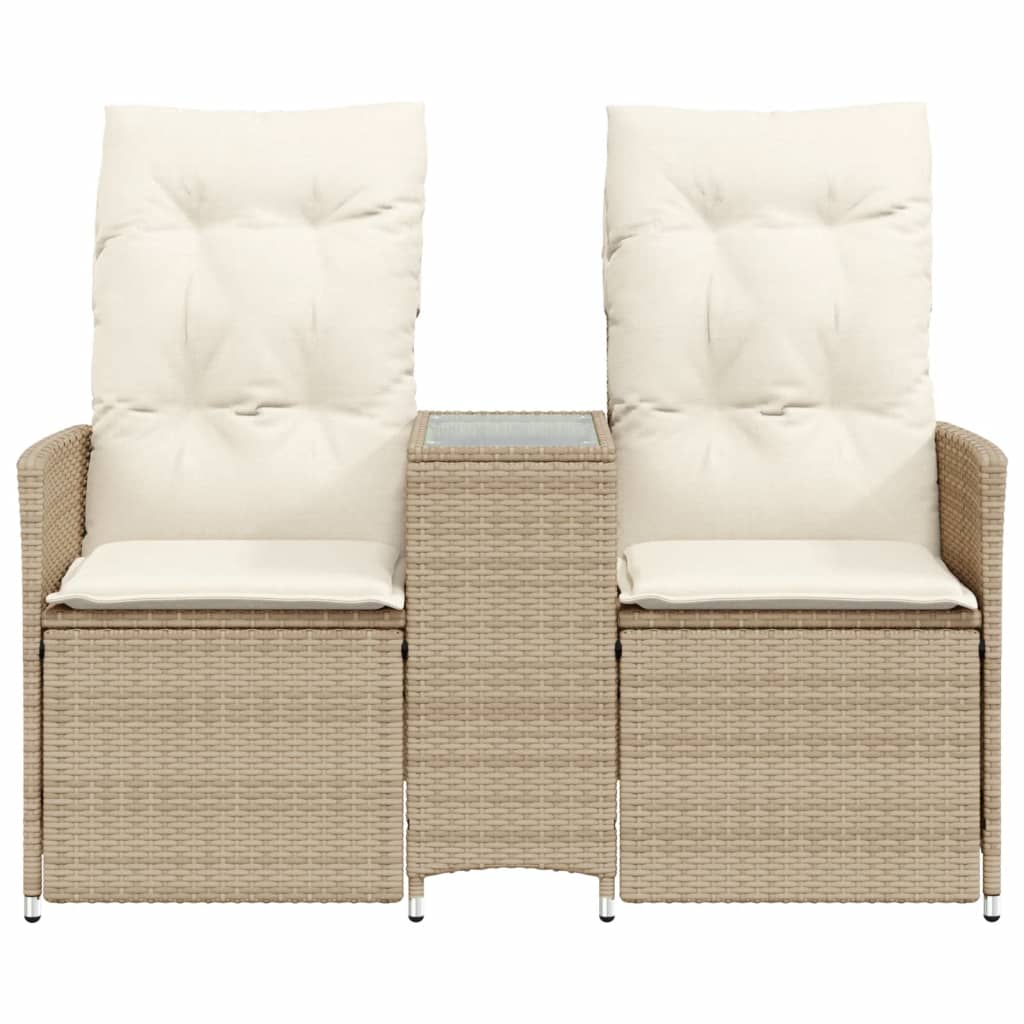 Tuinbank 2-zits verstelbaar met tafel poly rattan beige is nu te koop bij PeponiXL, paradijselijk wonen!