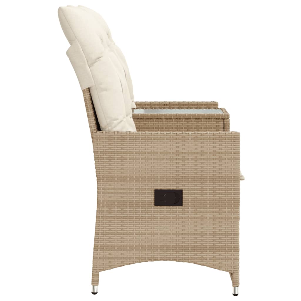 Tuinbank 2-zits verstelbaar met tafel poly rattan beige is nu te koop bij PeponiXL, paradijselijk wonen!