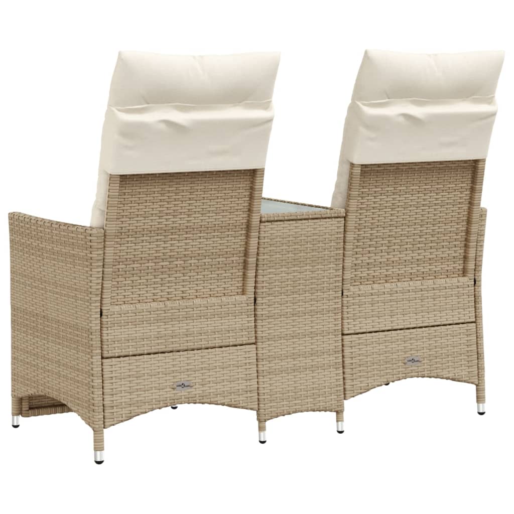 Tuinbank 2-zits verstelbaar met tafel poly rattan beige is nu te koop bij PeponiXL, paradijselijk wonen!