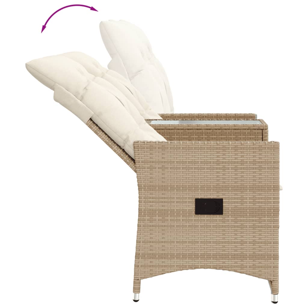 Tuinbank 2-zits verstelbaar met tafel poly rattan beige is nu te koop bij PeponiXL, paradijselijk wonen!