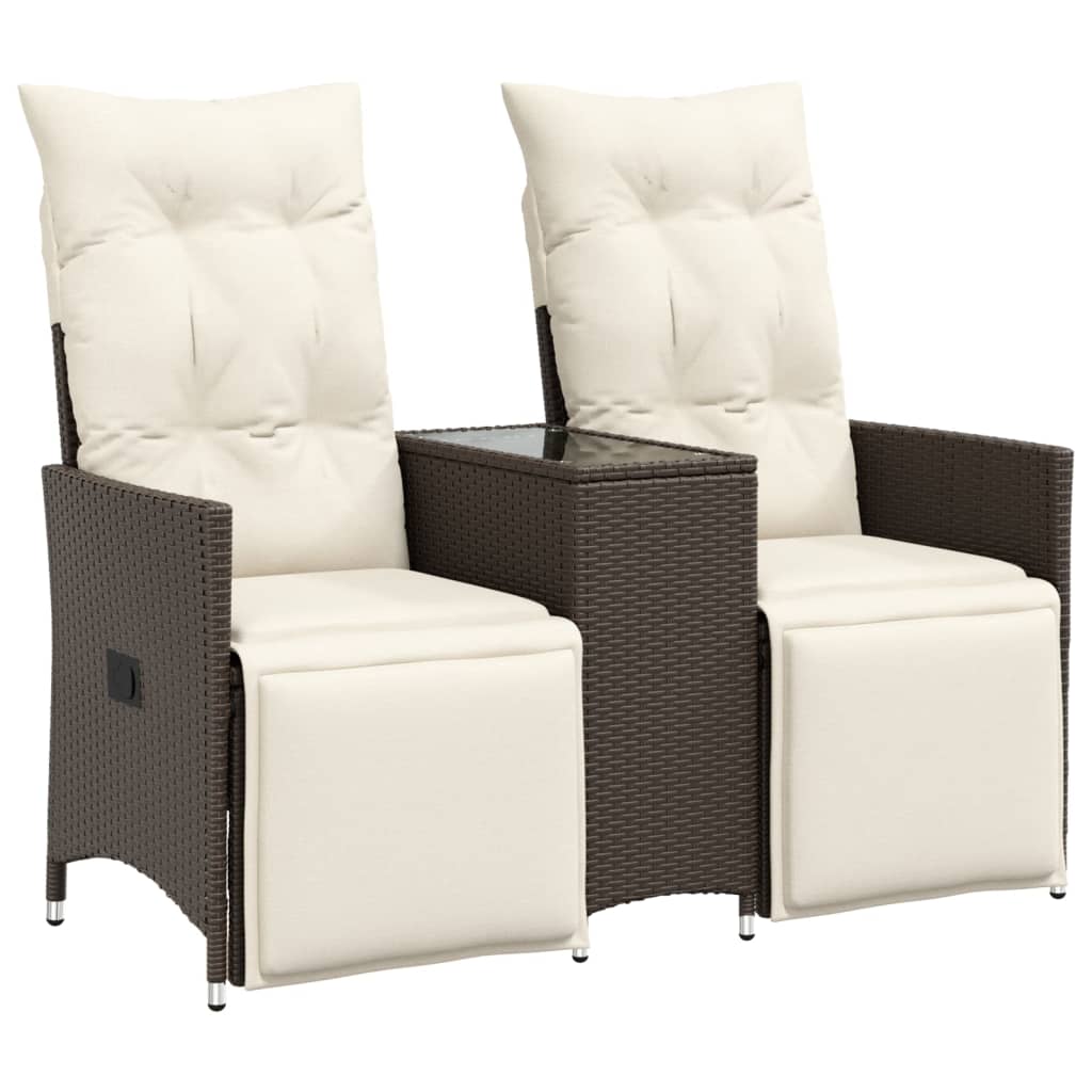 Tuinbank 2-zits verstelbaar met tafel poly rattan bruin is nu te koop bij PeponiXL, paradijselijk wonen!