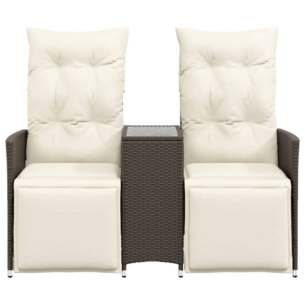 Tuinbank 2-zits verstelbaar met tafel poly rattan bruin is nu te koop bij PeponiXL, paradijselijk wonen!