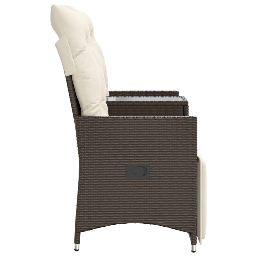 Tuinbank 2-zits verstelbaar met tafel poly rattan bruin is nu te koop bij PeponiXL, paradijselijk wonen!