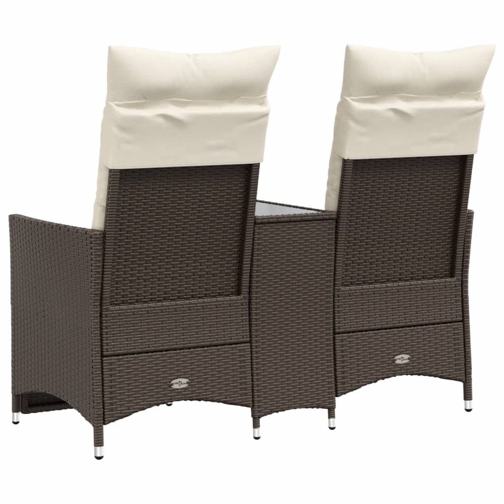 Tuinbank 2-zits verstelbaar met tafel poly rattan bruin is nu te koop bij PeponiXL, paradijselijk wonen!