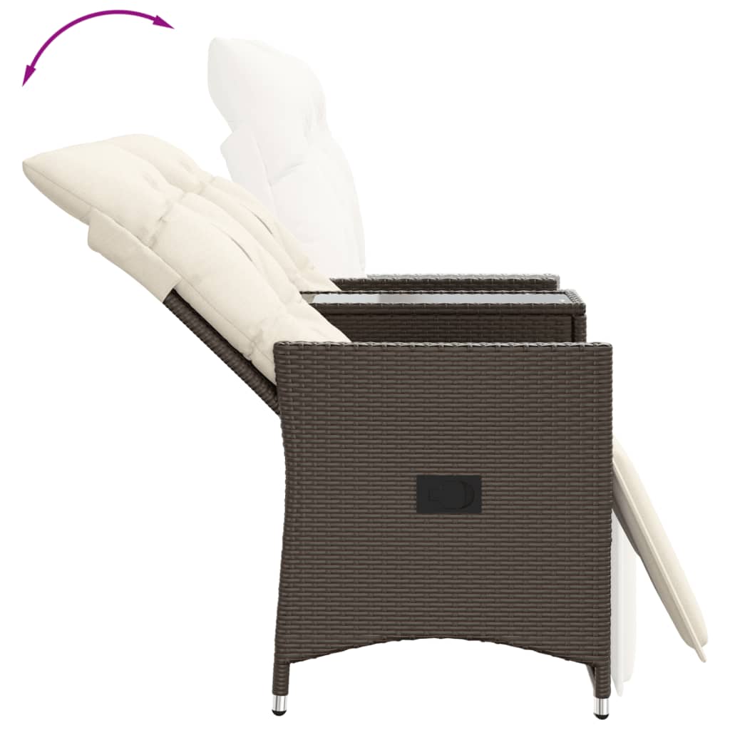 Tuinbank 2-zits verstelbaar met tafel poly rattan bruin is nu te koop bij PeponiXL, paradijselijk wonen!