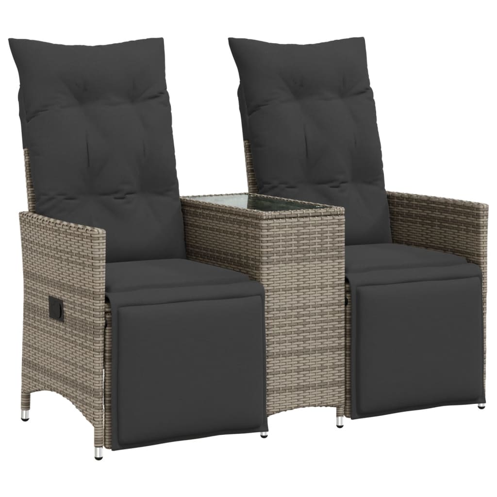 Tuinbank 2-zits verstelbaar met tafel poly rattan grijs is nu te koop bij PeponiXL, paradijselijk wonen!