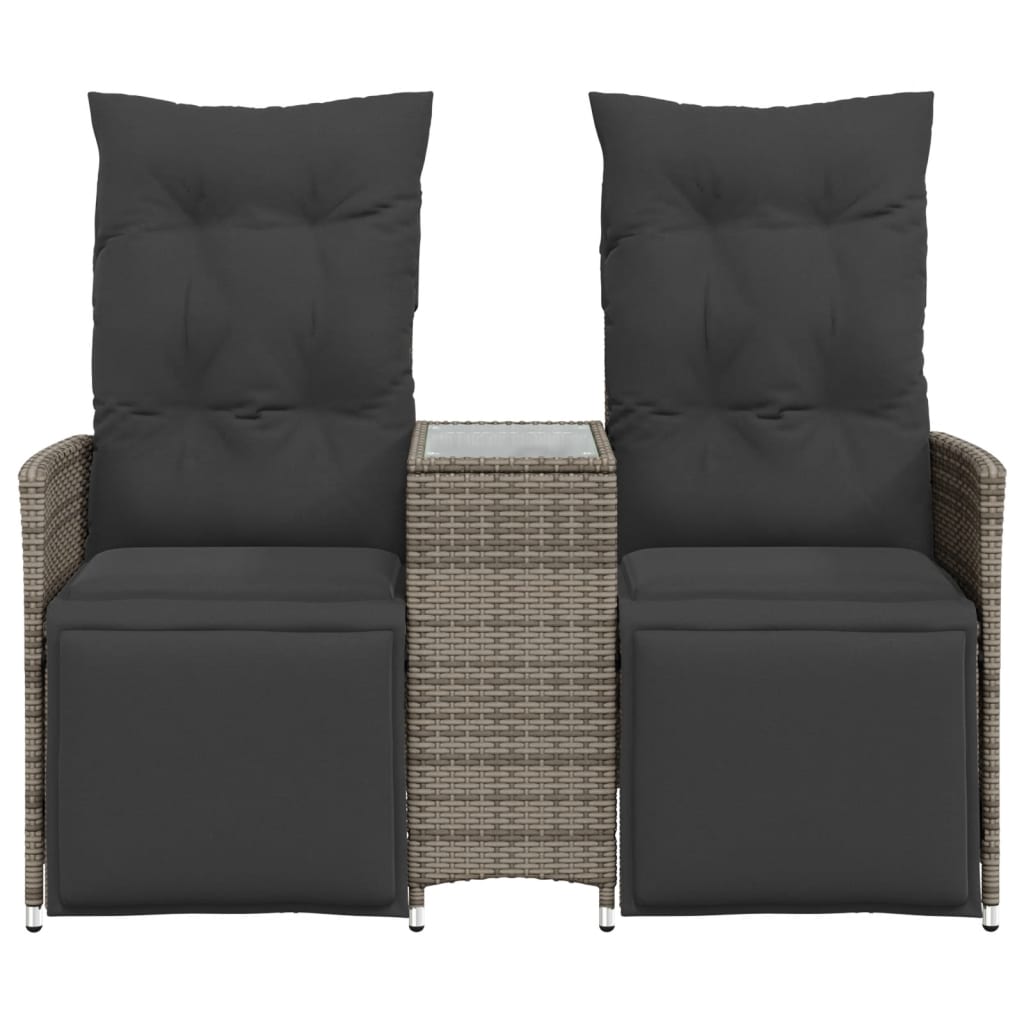 Tuinbank 2-zits verstelbaar met tafel poly rattan grijs is nu te koop bij PeponiXL, paradijselijk wonen!