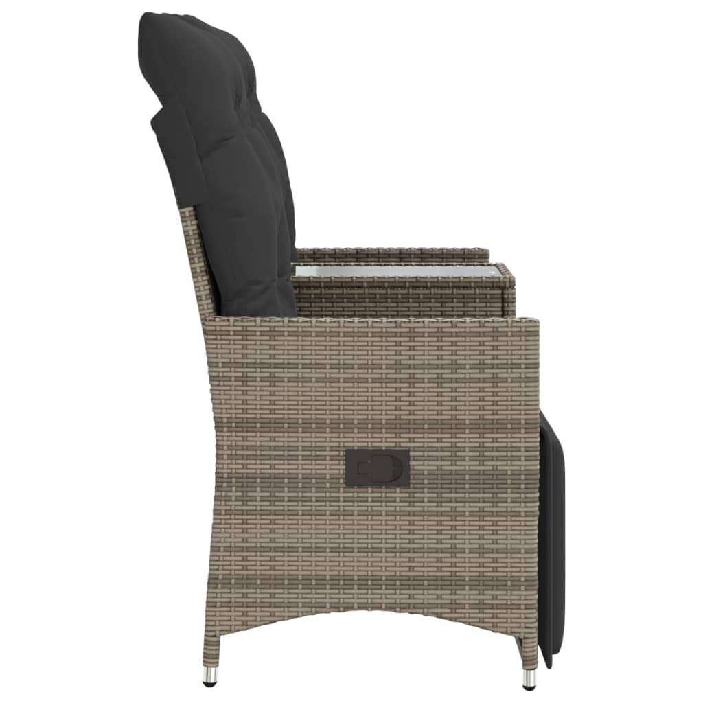Tuinbank 2-zits verstelbaar met tafel poly rattan grijs is nu te koop bij PeponiXL, paradijselijk wonen!