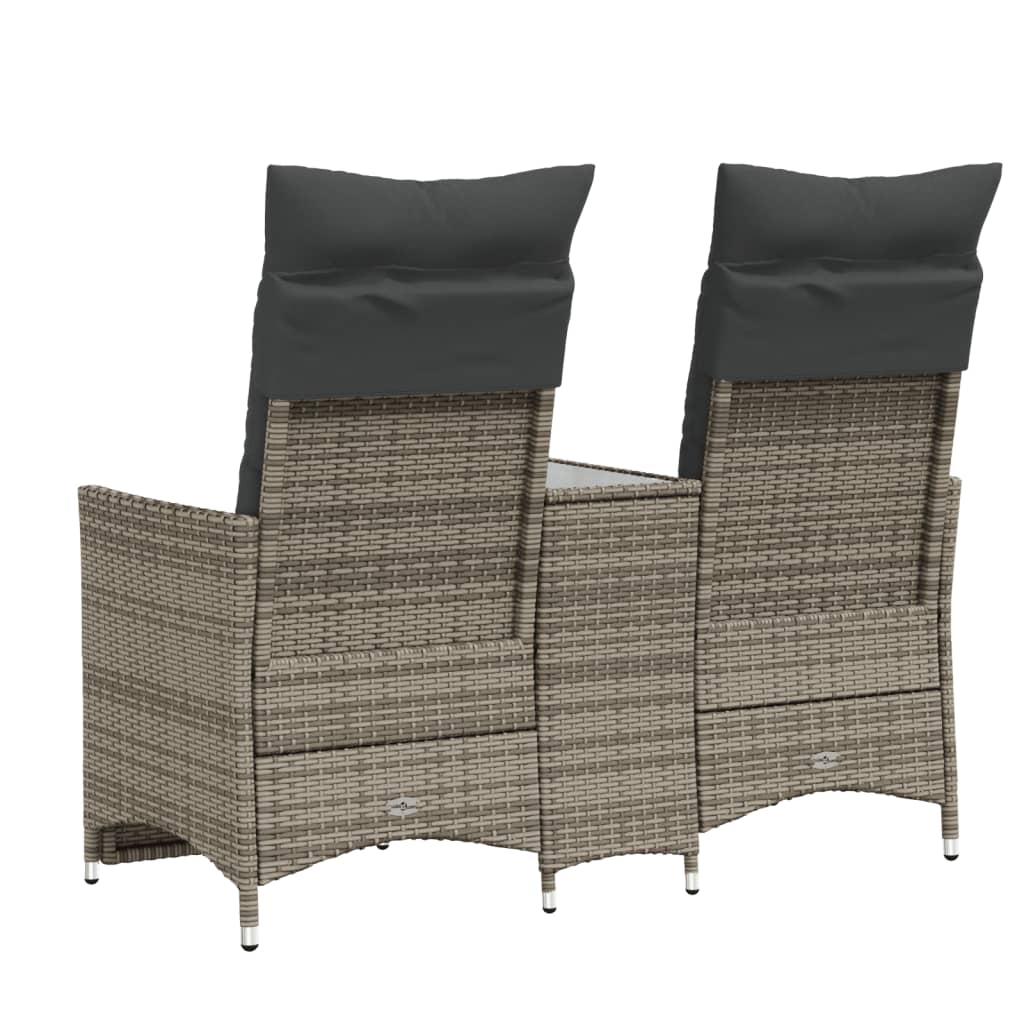 Tuinbank 2-zits verstelbaar met tafel poly rattan grijs is nu te koop bij PeponiXL, paradijselijk wonen!