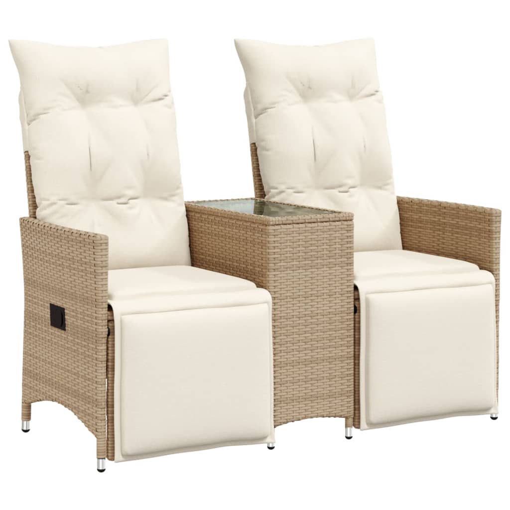 Tuinbank 2-zits verstelbaar met tafel poly rattan beige is nu te koop bij PeponiXL, paradijselijk wonen!