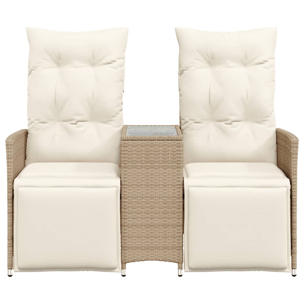 Tuinbank 2-zits verstelbaar met tafel poly rattan beige is nu te koop bij PeponiXL, paradijselijk wonen!