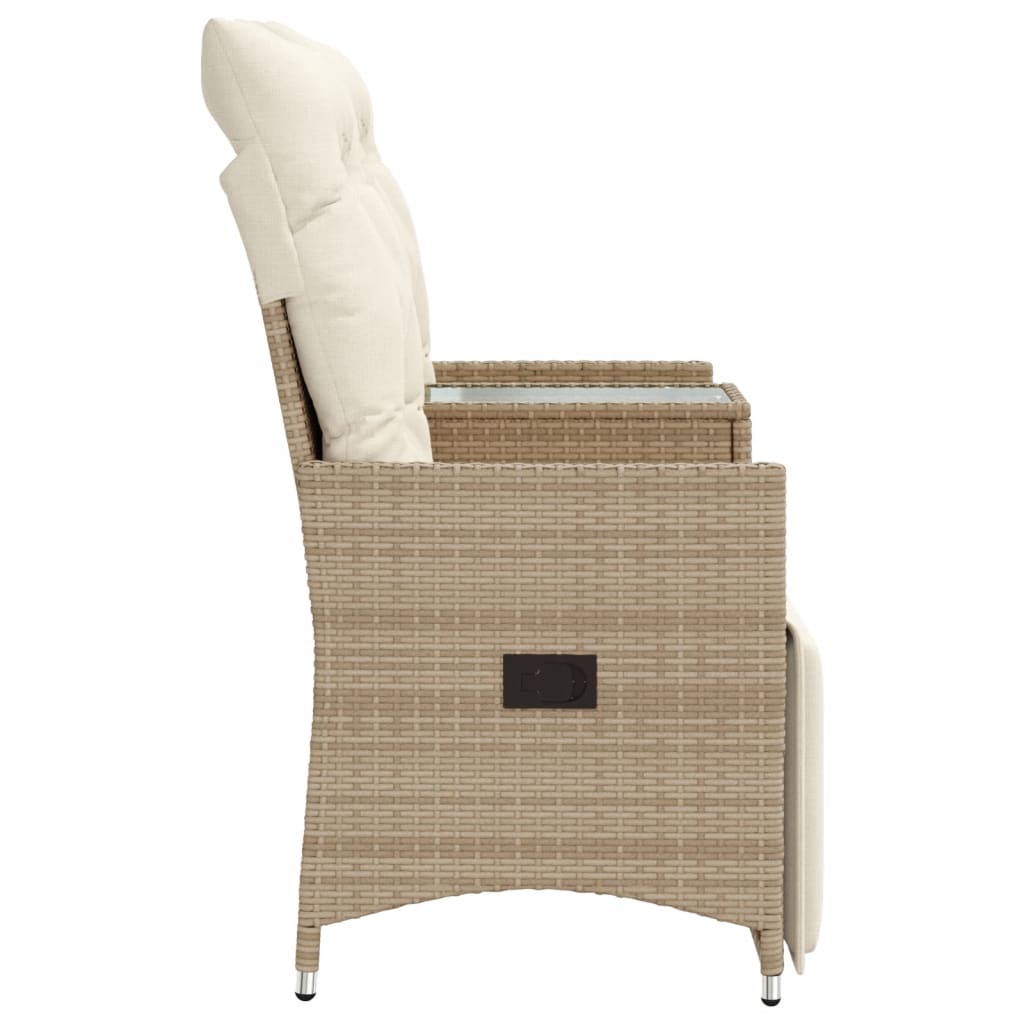 Tuinbank 2-zits verstelbaar met tafel poly rattan beige is nu te koop bij PeponiXL, paradijselijk wonen!