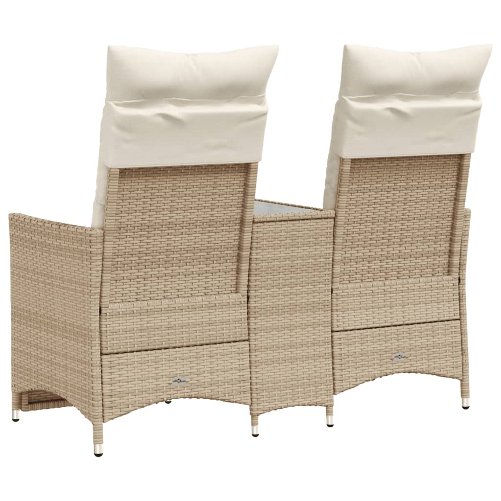 Tuinbank 2-zits verstelbaar met tafel poly rattan beige is nu te koop bij PeponiXL, paradijselijk wonen!