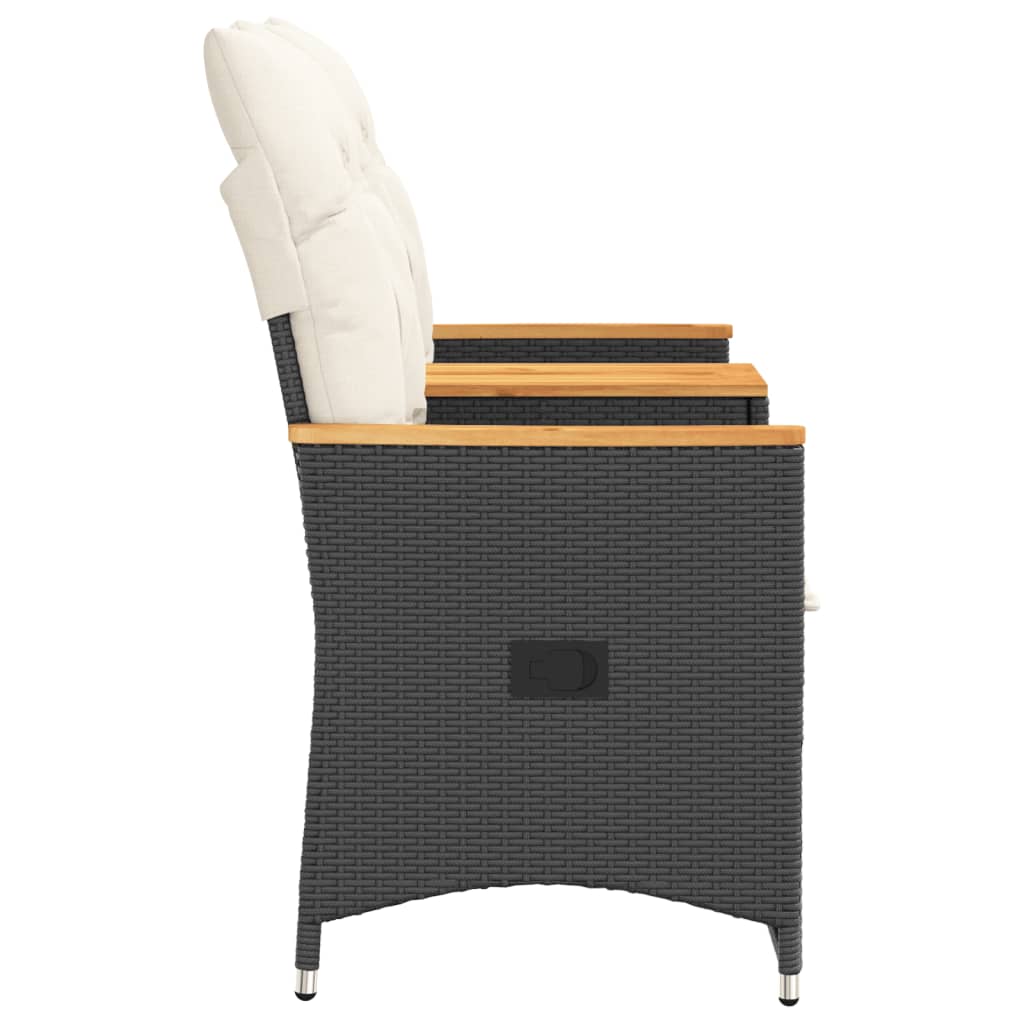 Tuinbank 2-zits verstelbaar met tafel poly rattan zwart is nu te koop bij PeponiXL, paradijselijk wonen!