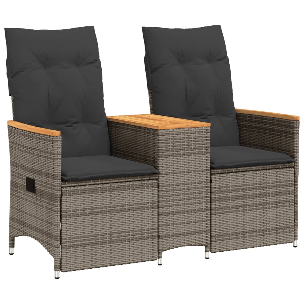 Tuinbank 2-zits verstelbaar met tafel poly rattan grijs is nu te koop bij PeponiXL, paradijselijk wonen!