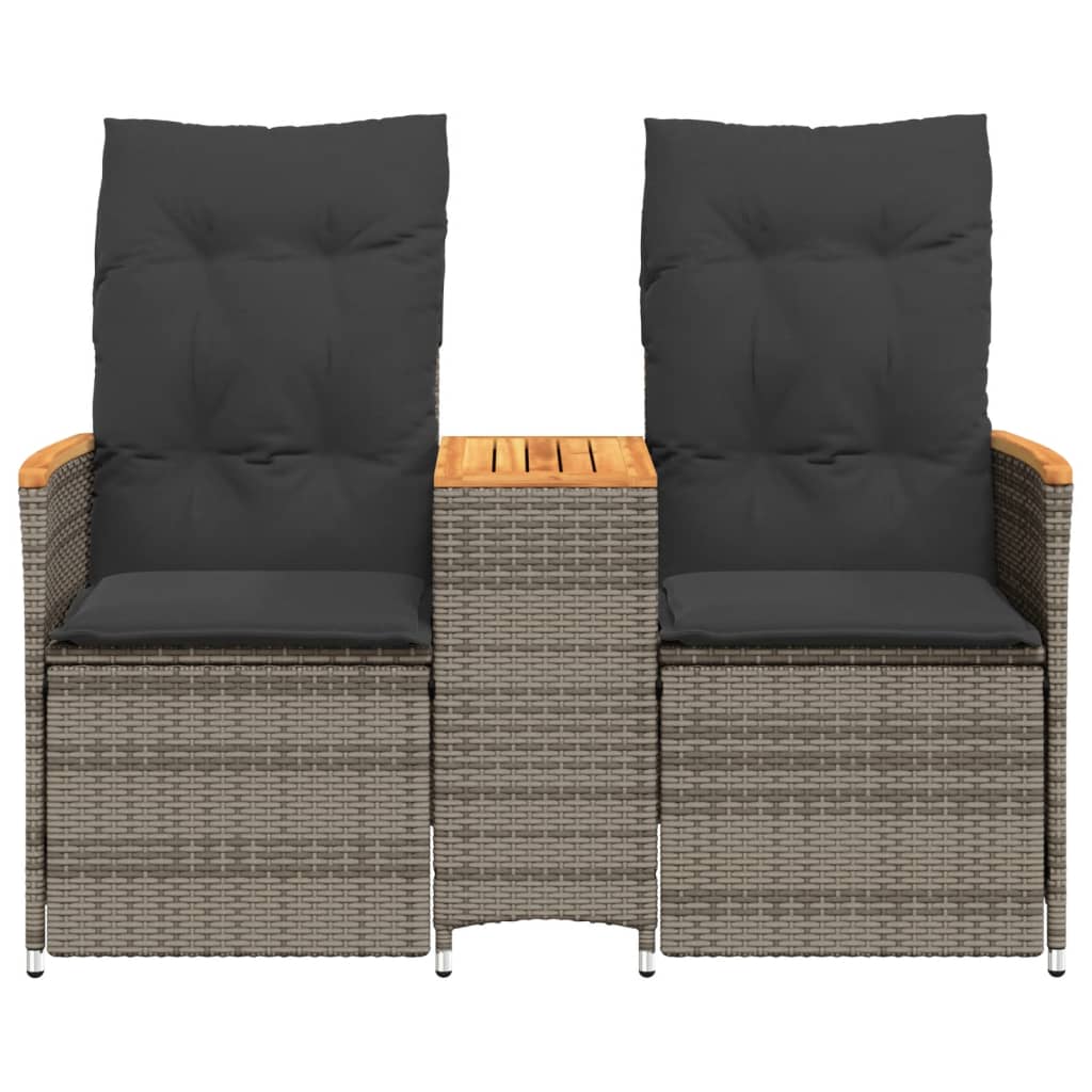 Tuinbank 2-zits verstelbaar met tafel poly rattan grijs is nu te koop bij PeponiXL, paradijselijk wonen!