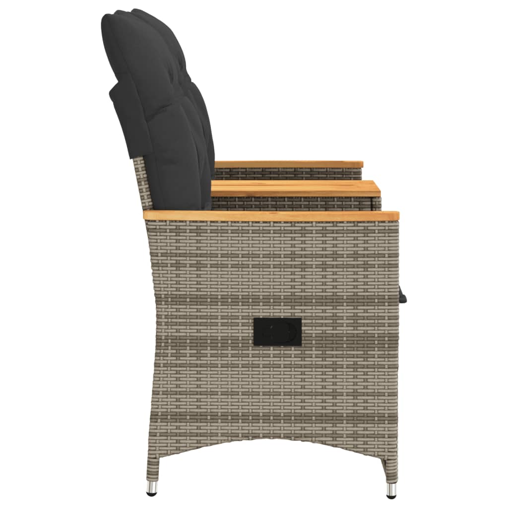 Tuinbank 2-zits verstelbaar met tafel poly rattan grijs is nu te koop bij PeponiXL, paradijselijk wonen!