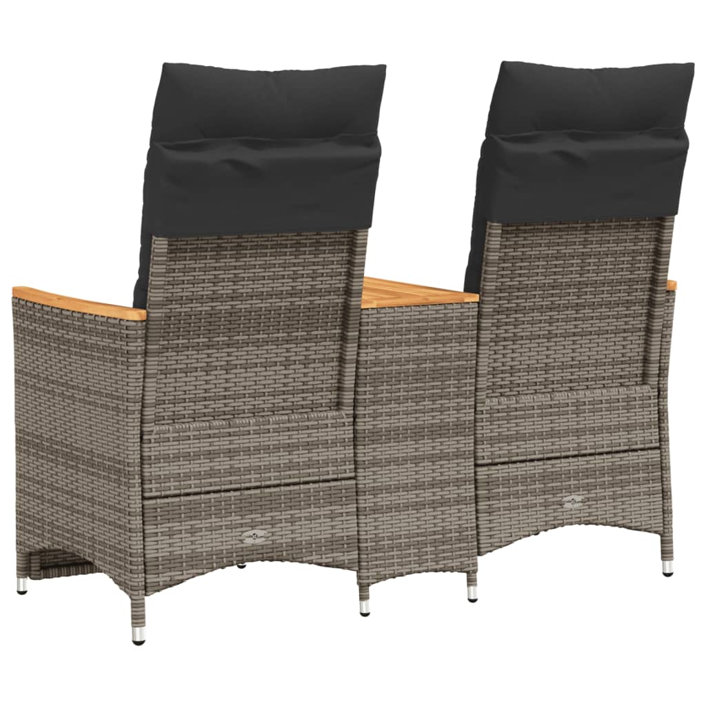 Tuinbank 2-zits verstelbaar met tafel poly rattan grijs is nu te koop bij PeponiXL, paradijselijk wonen!