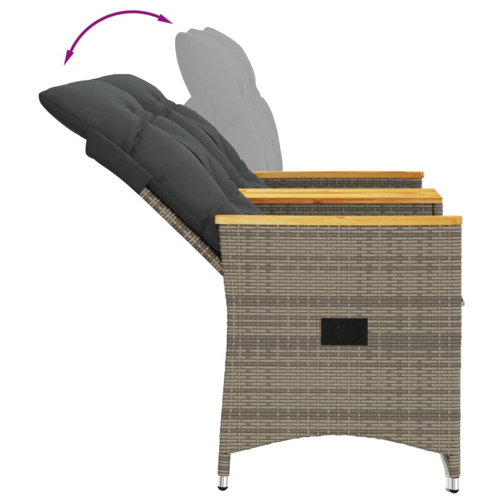 Tuinbank 2-zits verstelbaar met tafel poly rattan grijs is nu te koop bij PeponiXL, paradijselijk wonen!