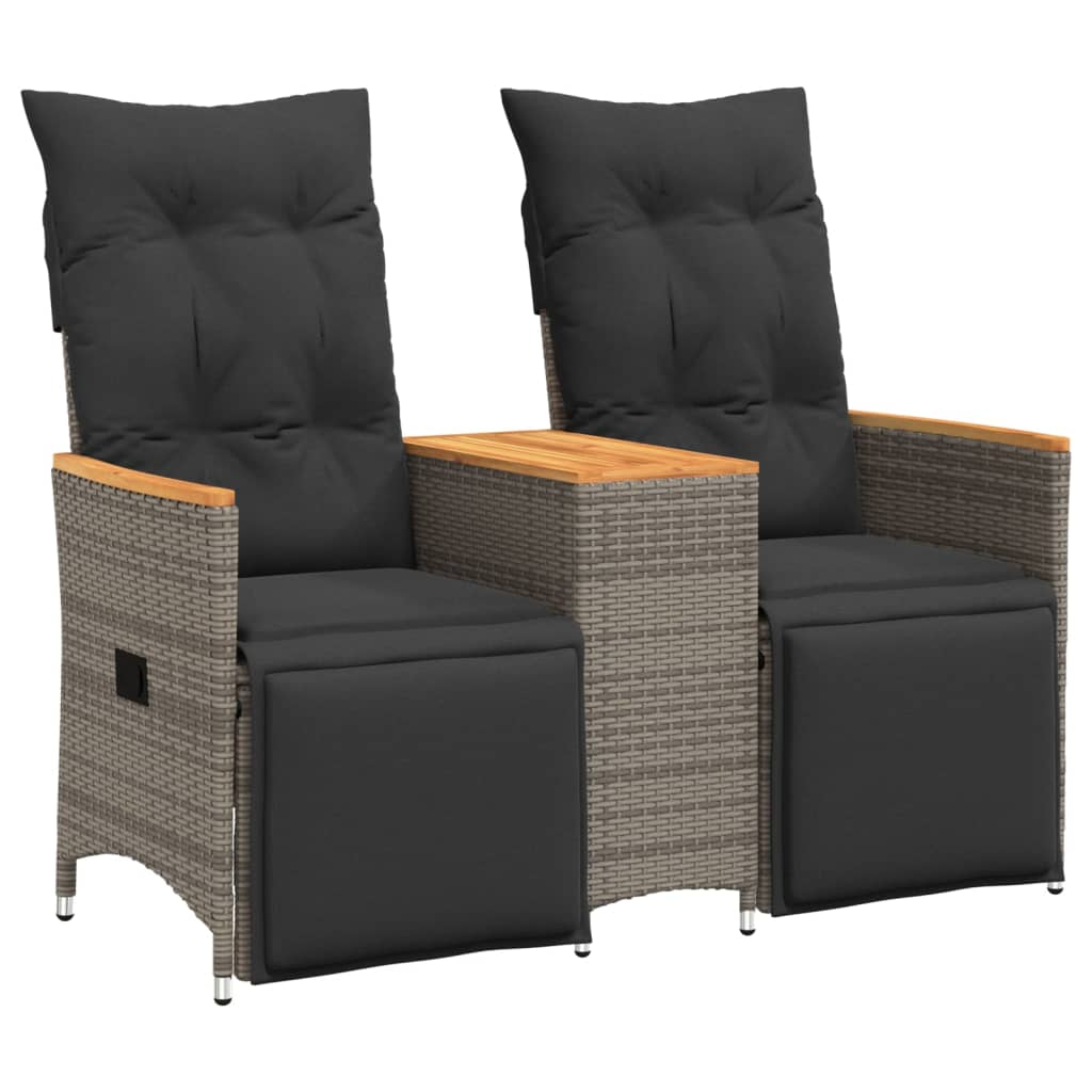 Tuinbank 2-zits verstelbaar met tafel poly rattan grijs is nu te koop bij PeponiXL, paradijselijk wonen!