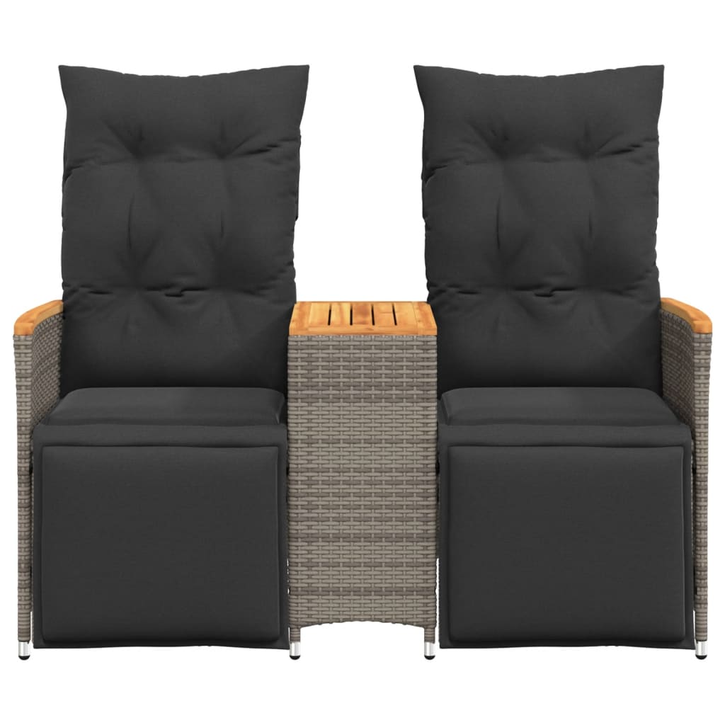 Tuinbank 2-zits verstelbaar met tafel poly rattan grijs is nu te koop bij PeponiXL, paradijselijk wonen!