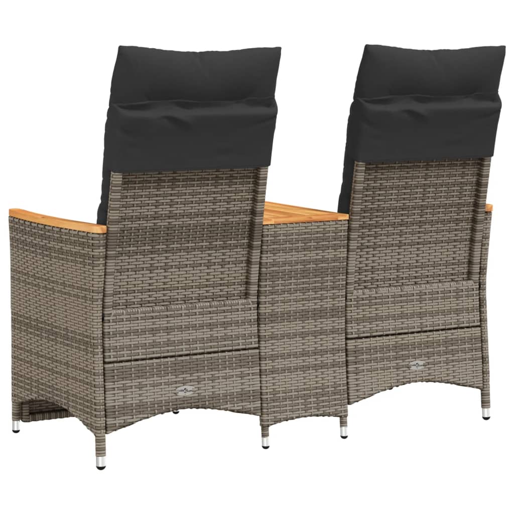 Tuinbank 2-zits verstelbaar met tafel poly rattan grijs is nu te koop bij PeponiXL, paradijselijk wonen!