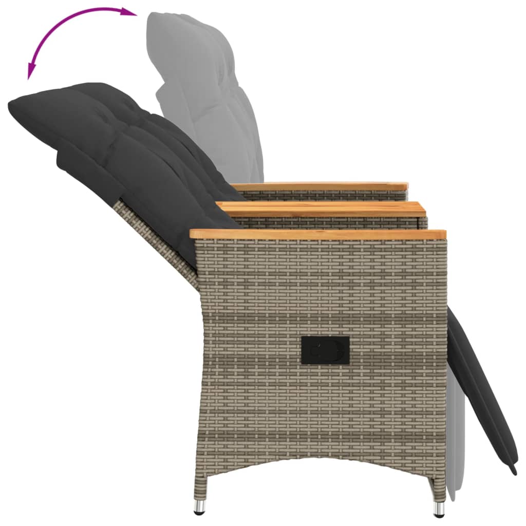 Tuinbank 2-zits verstelbaar met tafel poly rattan grijs is nu te koop bij PeponiXL, paradijselijk wonen!