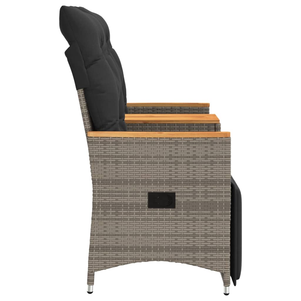 Tuinbank 2-zits verstelbaar met tafel poly rattan grijs is nu te koop bij PeponiXL, paradijselijk wonen!