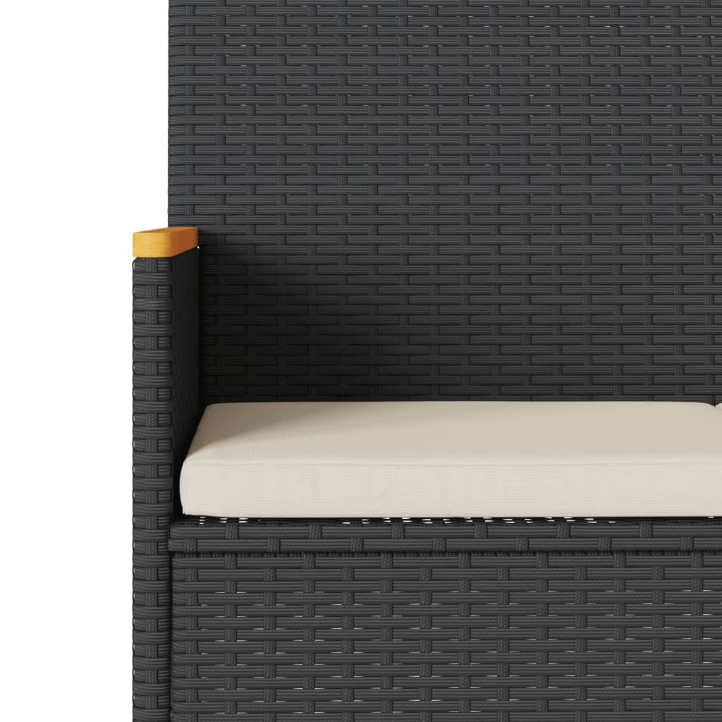 Tuinbank 3-zits met kussens poly rattan zwart is nu te koop bij PeponiXL, paradijselijk wonen!