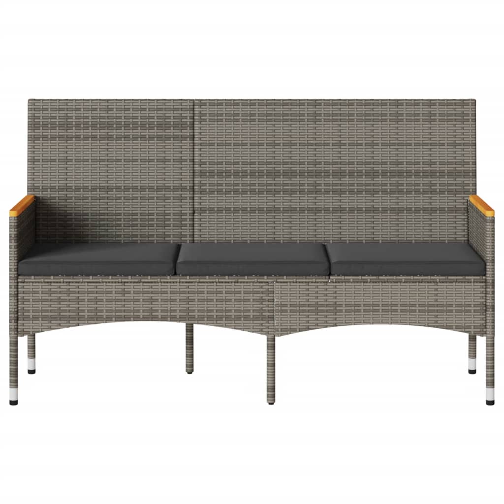 Tuinbank 3-zits met kussens poly rattan grijs is nu te koop bij PeponiXL, paradijselijk wonen!