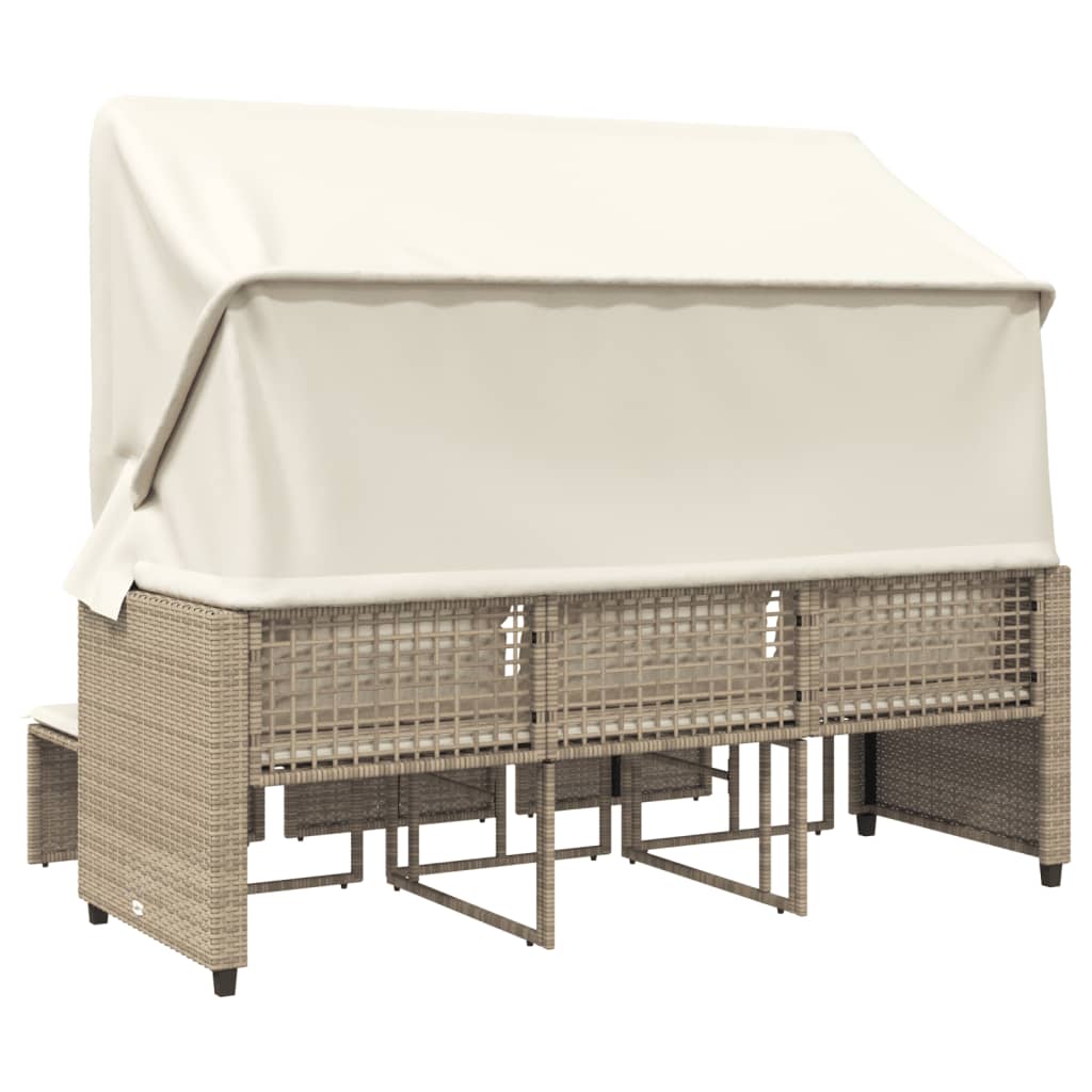 Tuinbank 3-zits met luifel en voetenbanken poly rattan beige is nu te koop bij PeponiXL, paradijselijk wonen!