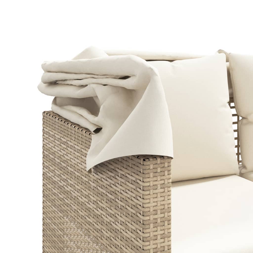 Tuinbank 3-zits met luifel en voetenbanken poly rattan beige is nu te koop bij PeponiXL, paradijselijk wonen!