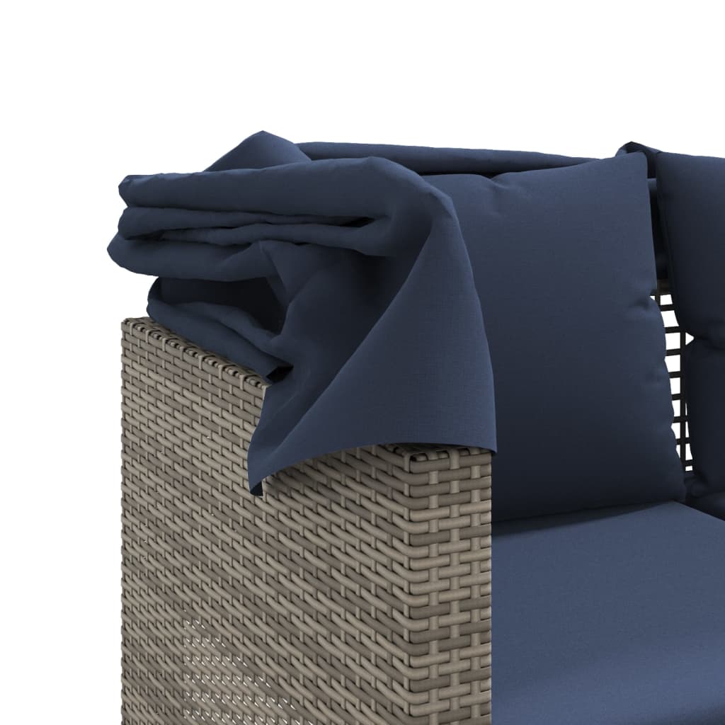 Tuinbank 3-zits met luifel en krukken grijs polyrotan is nu te koop bij PeponiXL, paradijselijk wonen!