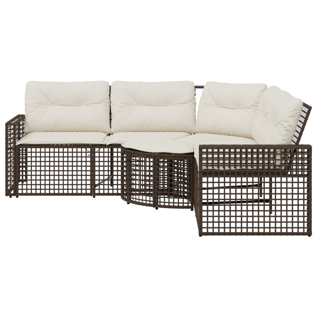 Tuinbank met kussens en voetensteun L-vormig poly rattan bruin is nu te koop bij PeponiXL, paradijselijk wonen!