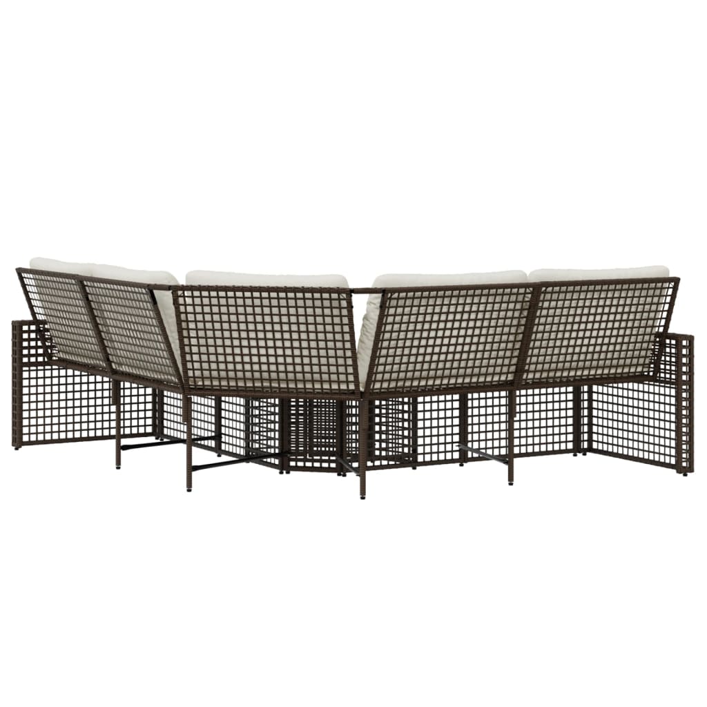 Tuinbank met kussens en voetensteun L-vormig poly rattan bruin is nu te koop bij PeponiXL, paradijselijk wonen!