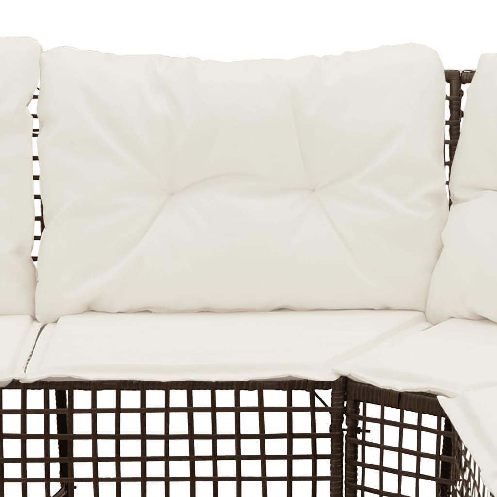Tuinbank met kussens en voetensteun L-vormig poly rattan bruin is nu te koop bij PeponiXL, paradijselijk wonen!