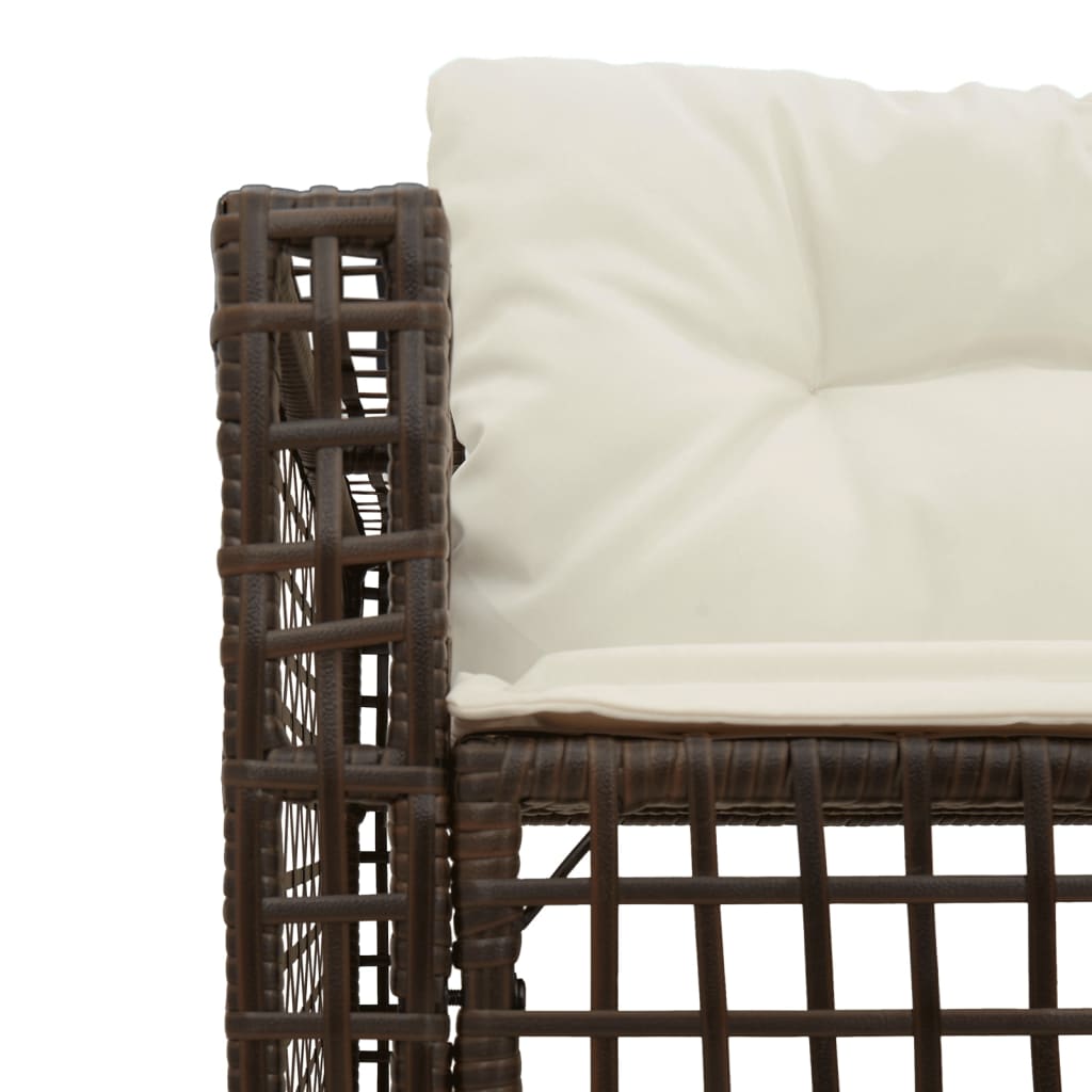 Tuinbank met kussens en voetensteun L-vormig poly rattan bruin is nu te koop bij PeponiXL, paradijselijk wonen!