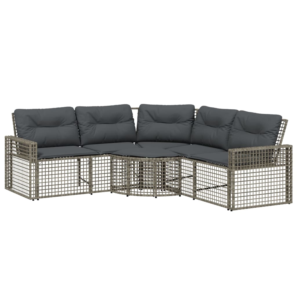 Tuinbank met kussens en voetensteun L-vormig poly rattan grijs is nu te koop bij PeponiXL, paradijselijk wonen!