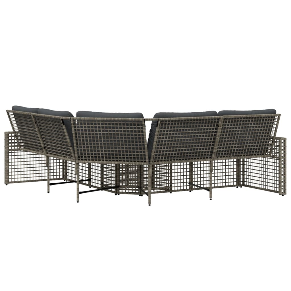 Tuinbank met kussens en voetensteun L-vormig poly rattan grijs is nu te koop bij PeponiXL, paradijselijk wonen!