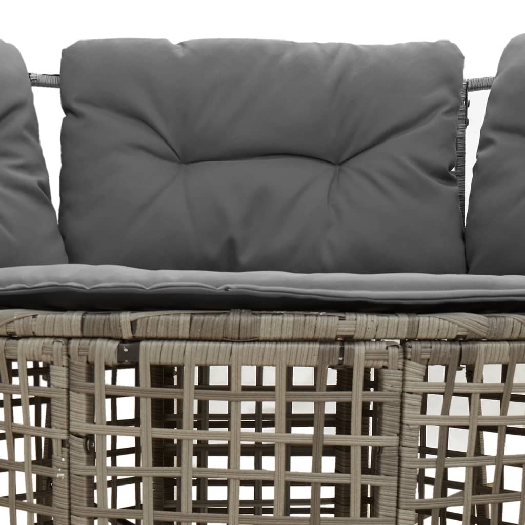 Tuinbank met kussens en voetensteun L-vormig poly rattan grijs is nu te koop bij PeponiXL, paradijselijk wonen!