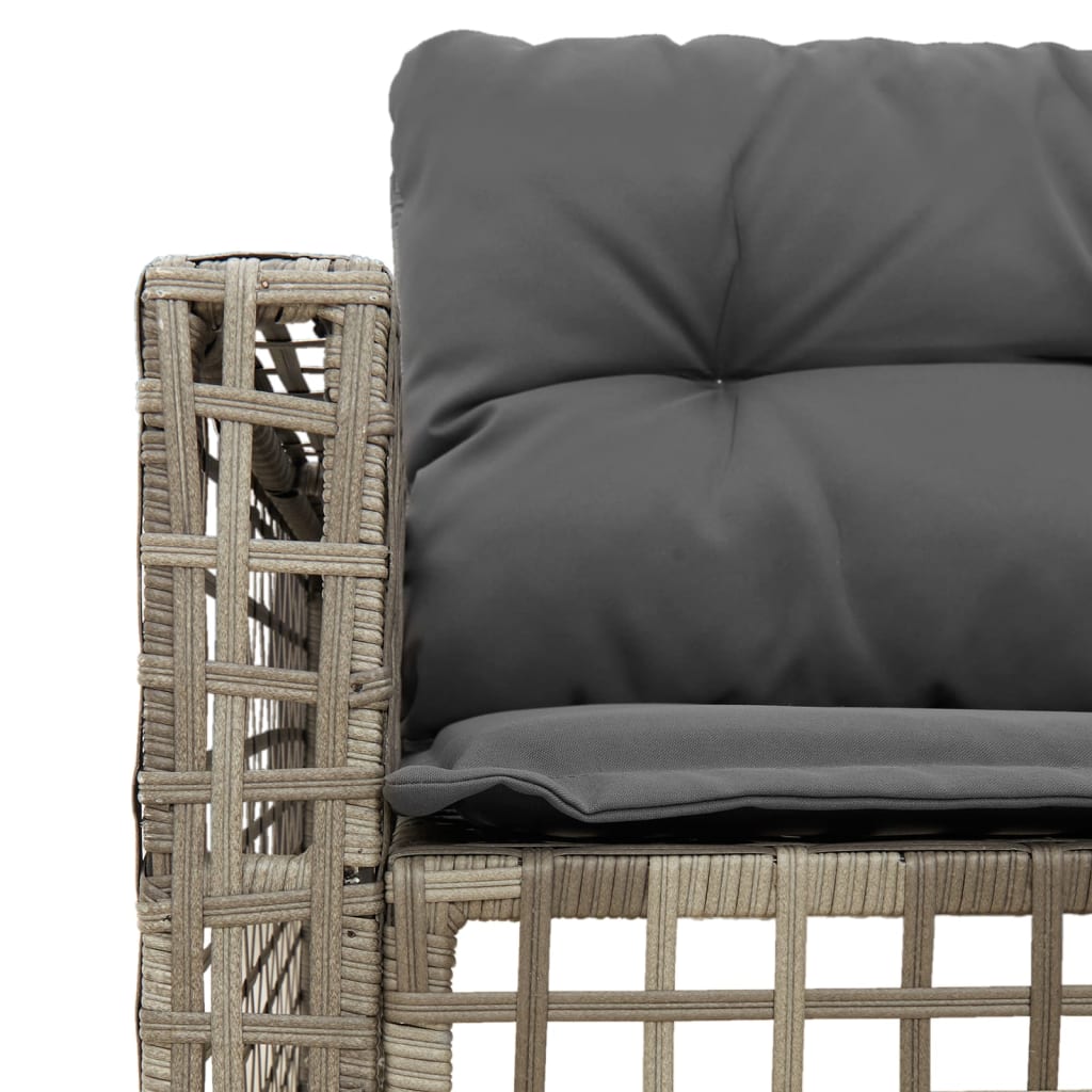 Tuinbank met kussens en voetensteun L-vormig poly rattan grijs is nu te koop bij PeponiXL, paradijselijk wonen!