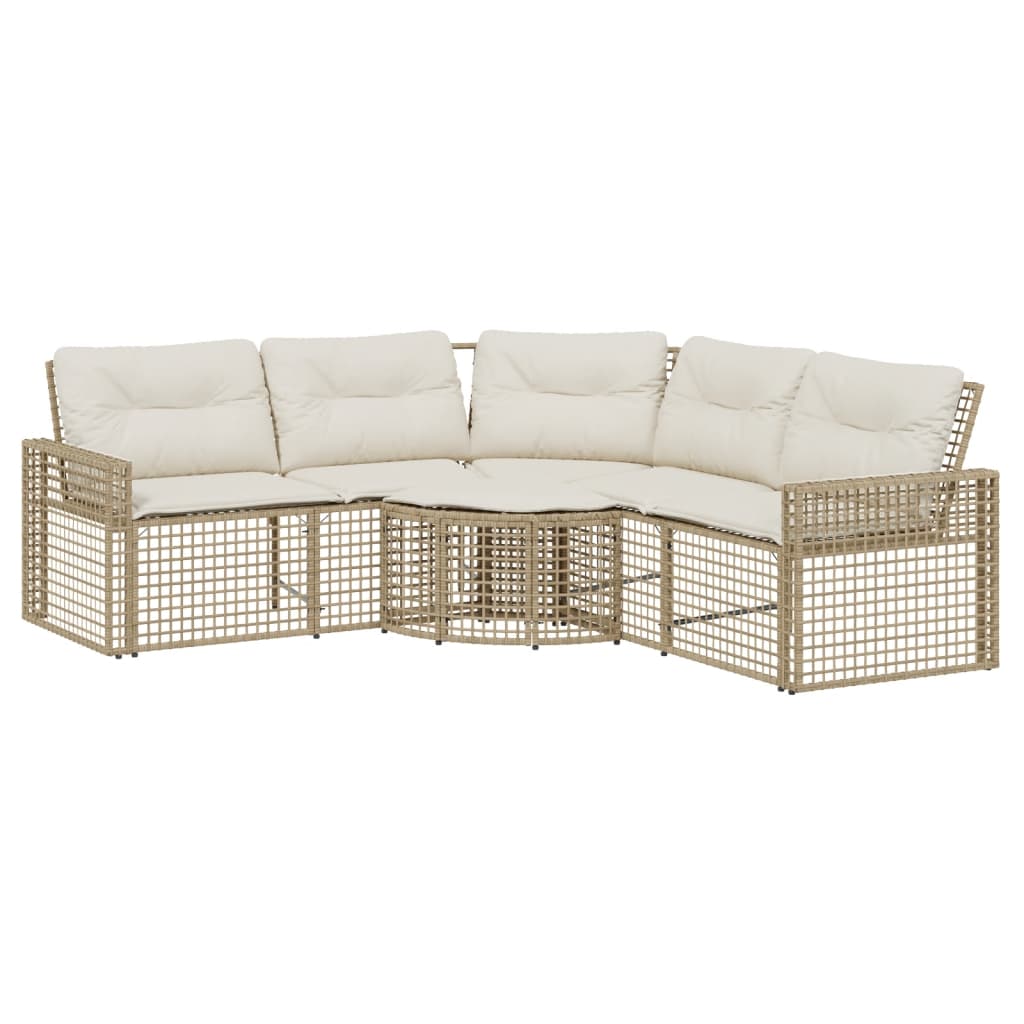 Tuinbank met kussens en voetensteun L-vormig poly rattan beige is nu te koop bij PeponiXL, paradijselijk wonen!