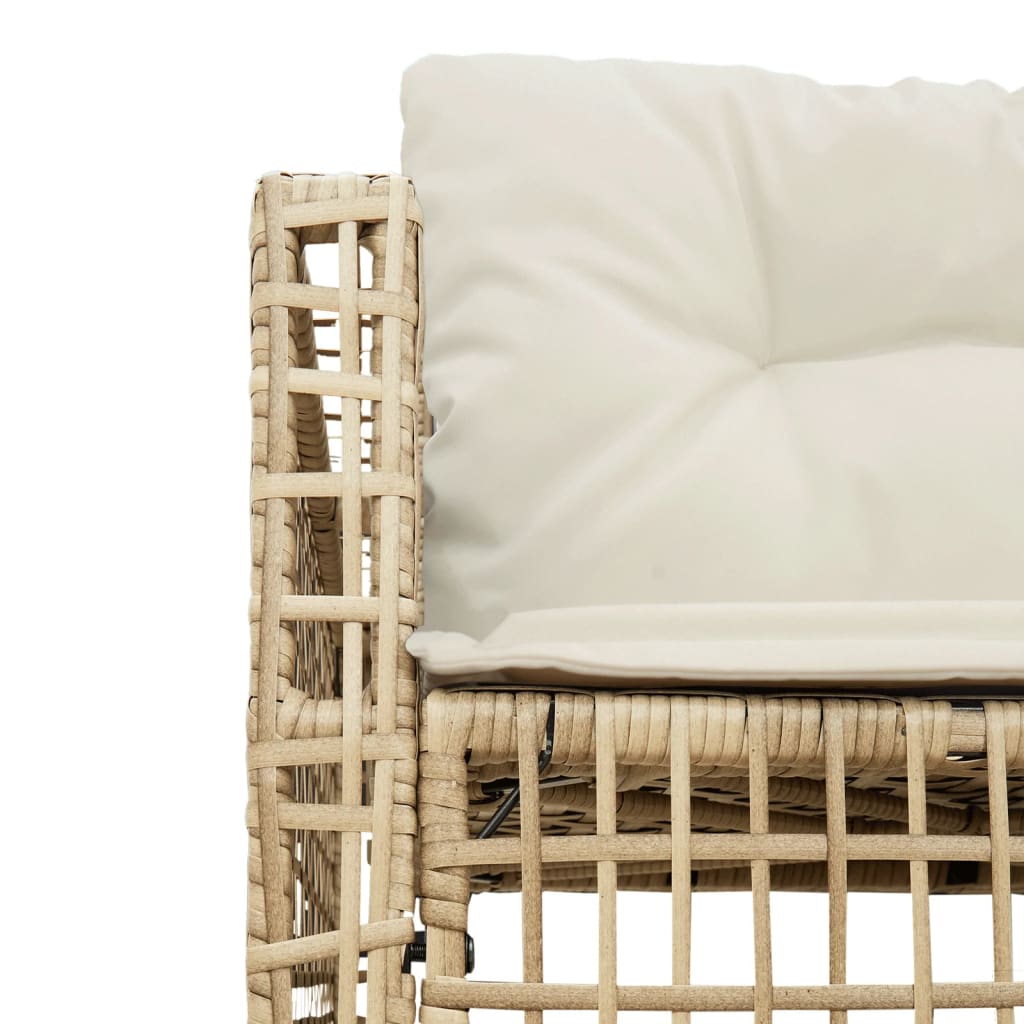 Tuinbank met kussens en voetensteun L-vormig poly rattan beige is nu te koop bij PeponiXL, paradijselijk wonen!