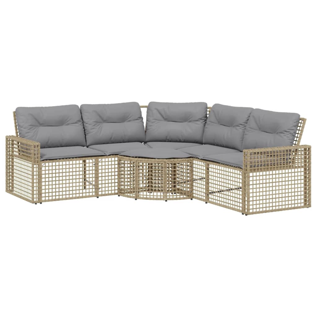 Tuinbank met kussens en voetensteun L-vormig poly rattan beige is nu te koop bij PeponiXL, paradijselijk wonen!