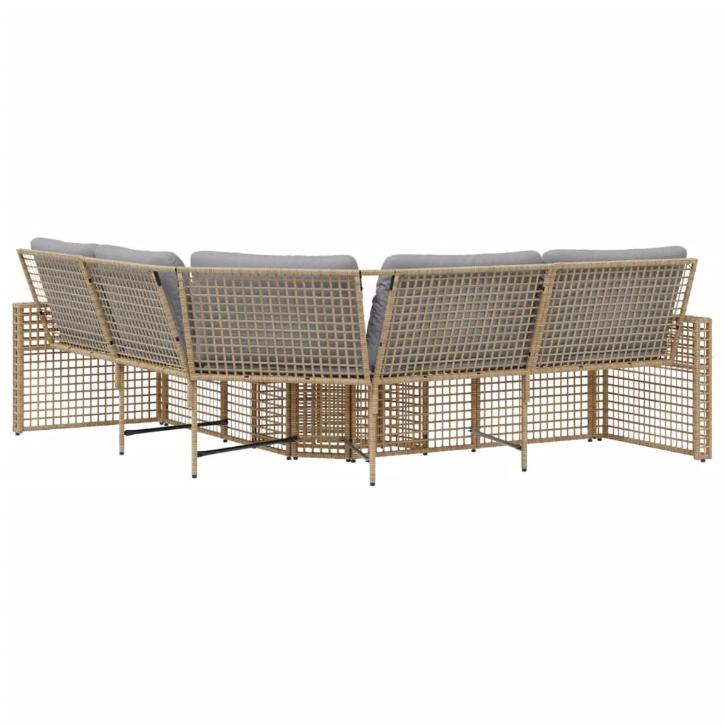 Tuinbank met kussens en voetensteun L-vormig poly rattan beige is nu te koop bij PeponiXL, paradijselijk wonen!