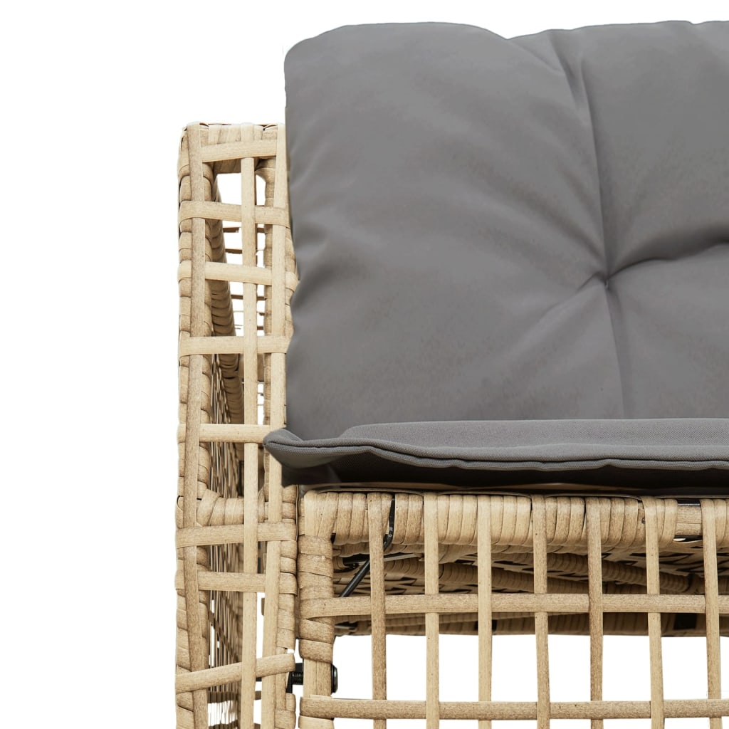 Tuinbank met kussens en voetensteun L-vormig poly rattan beige is nu te koop bij PeponiXL, paradijselijk wonen!